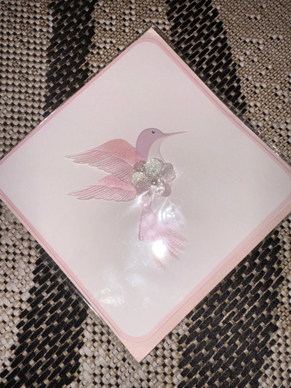 🆕Papyrus Pink Embellished Hummingbird Birthday Greeting Card